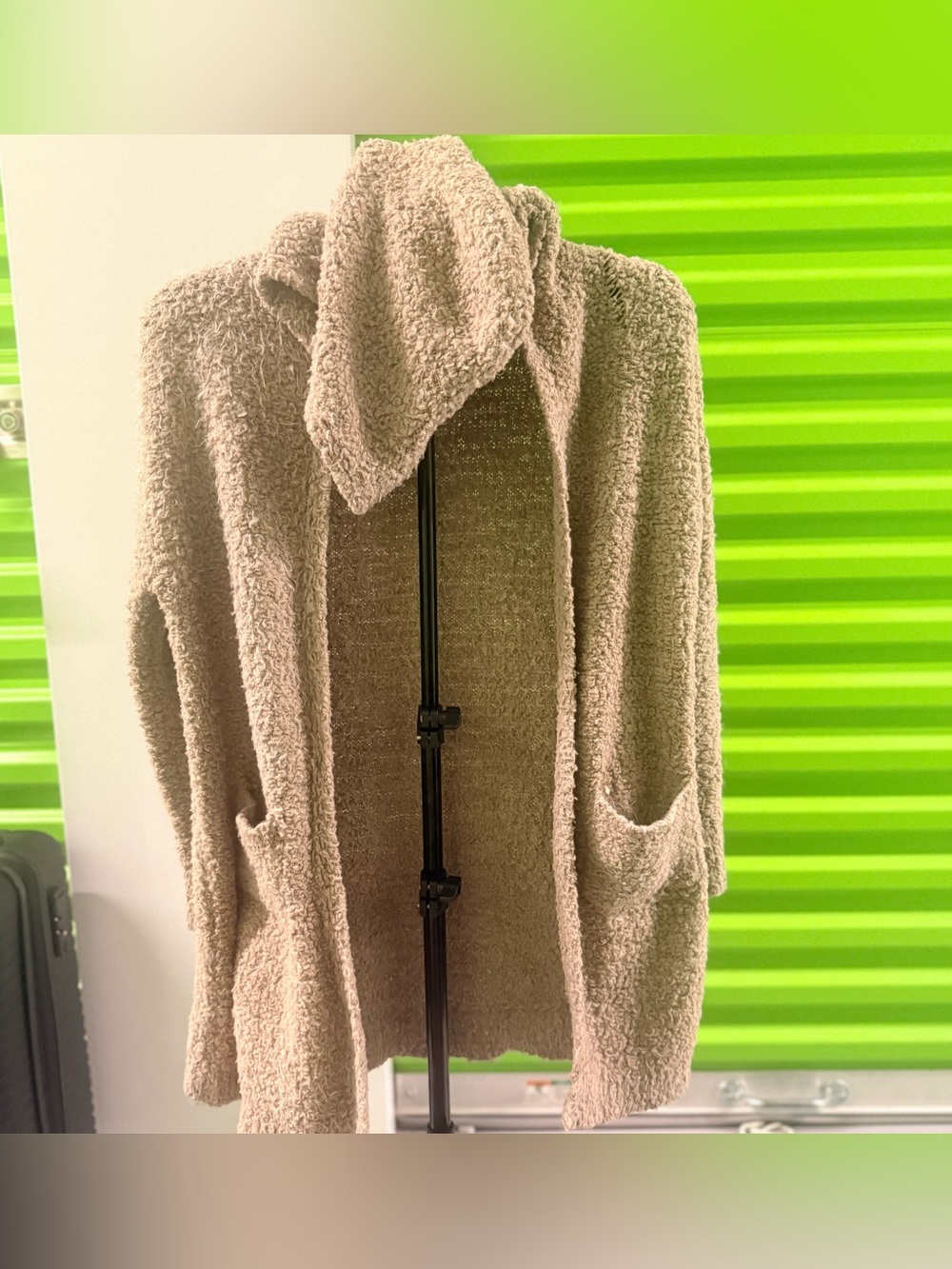 Cozy Hooded Open-Front Women's Sweater Cardigan - Taupe